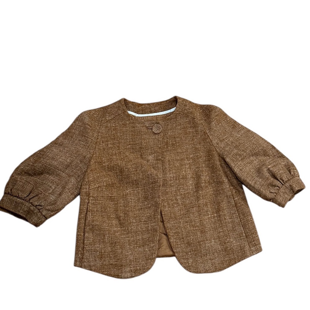 Banana Republic Wool Hemp Tweed Cape Jacket Brown Size 2 Preppy